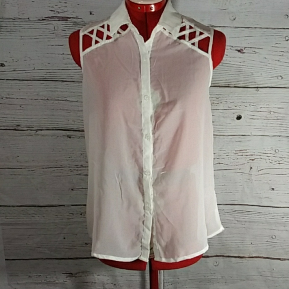 Tobi Women Lace Back Sheer Blouse Sz S